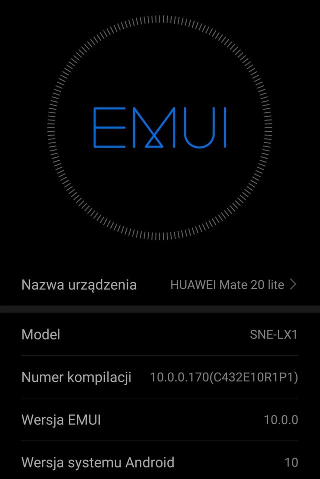 EMUI 10 update in Poland