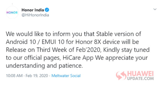 Honor 8X Stable EMUI 10