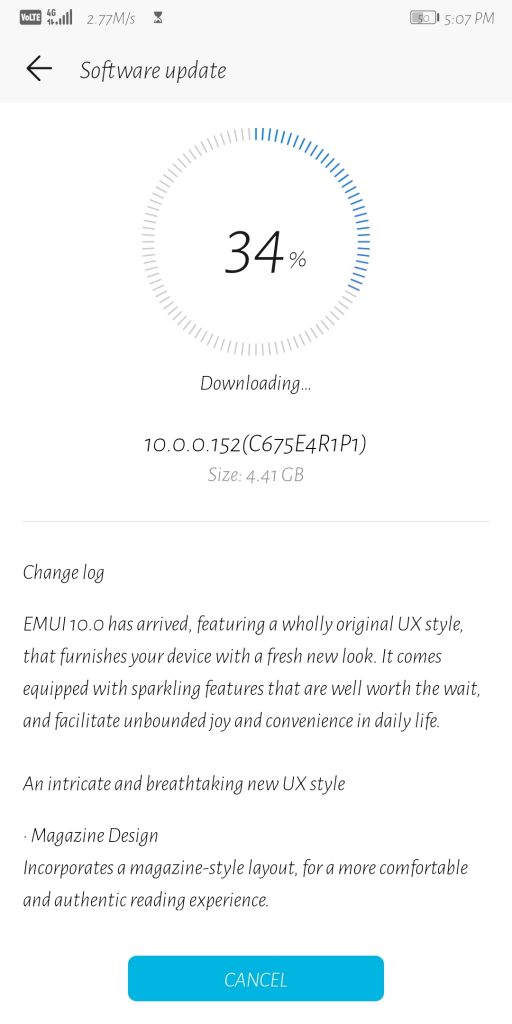 Honor View 10 emui 10 update