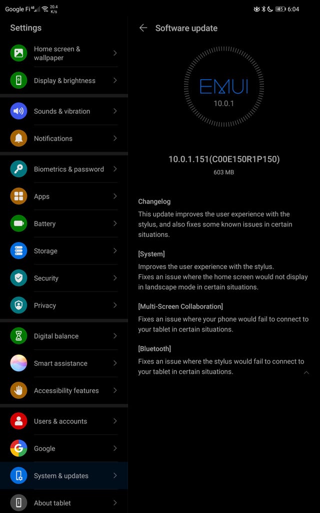 Huawei MatePad Pro EMUI Update