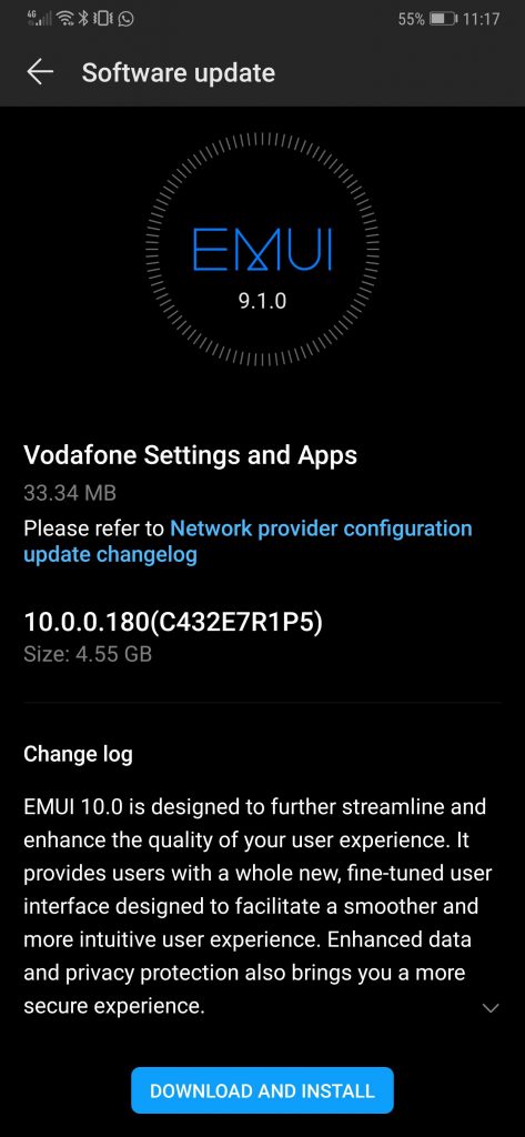 Mate 20 Pro Vodafone UK EMUI10