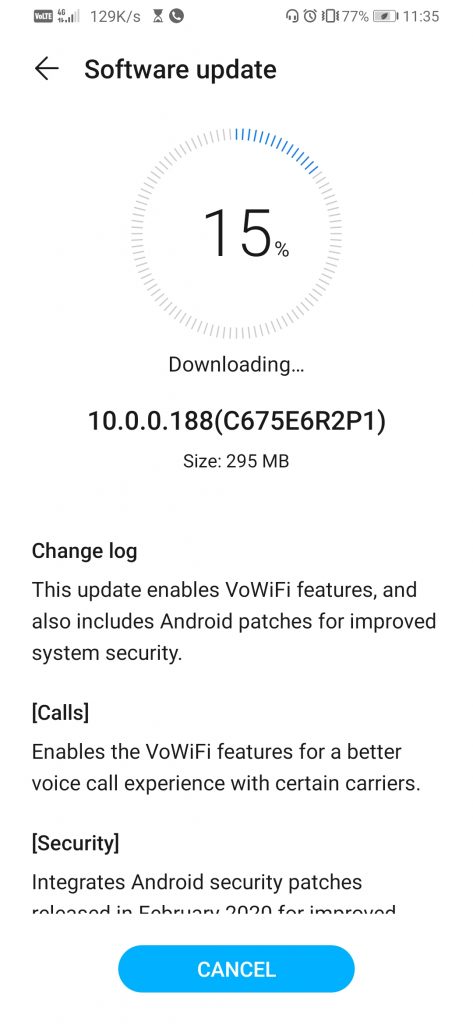 Honor 9X VoWiFi update