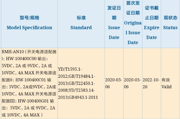 Huawei new 5g phone 3c certificate
