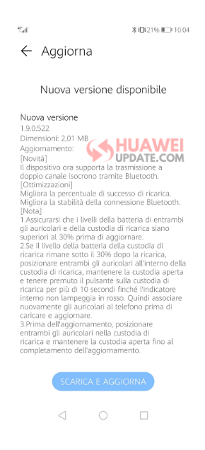 Huawei FreeBuds 3 Update in Italy