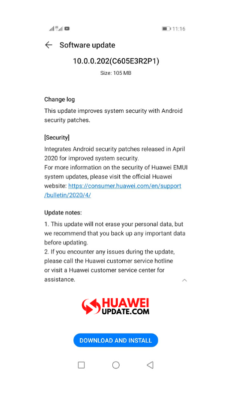 Huawei Y9s April 2020 10.0.0.202