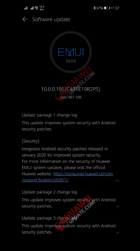 Huawei P30 Pro 3 Package Update EMUI 10.0.0.195