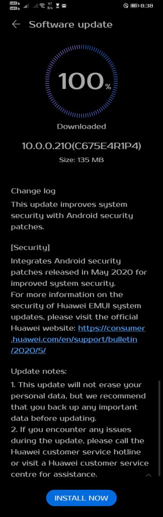 Huawei P30 Pro EMUI 10.0.0.210