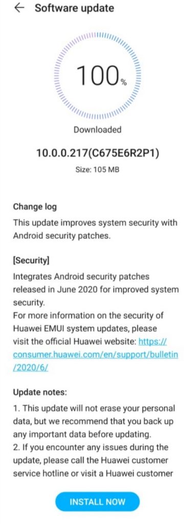 Honor 9X June 2020 Security patch