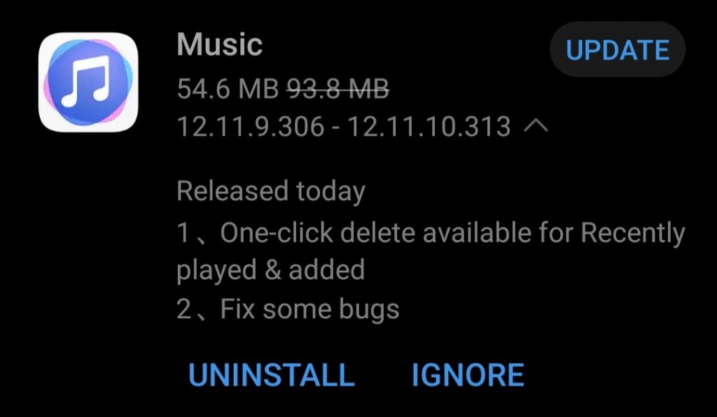Huawei Music App update