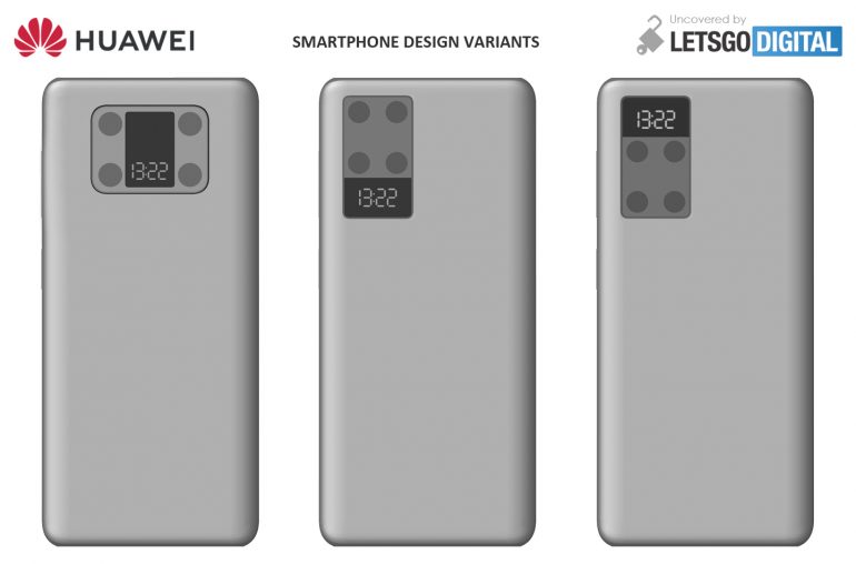 Huawei smartphone with quad camera and integrated screen patent