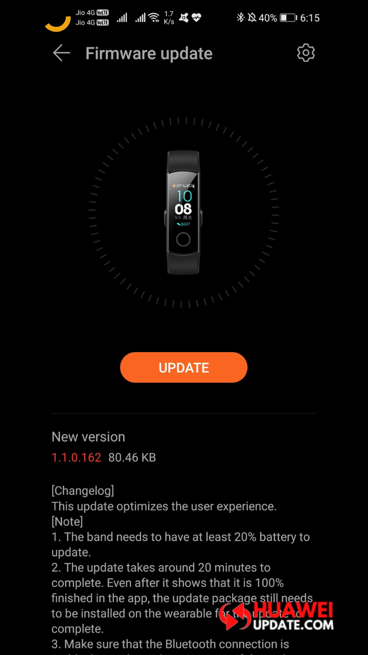 Honor Band 5 version 1.1.0.162