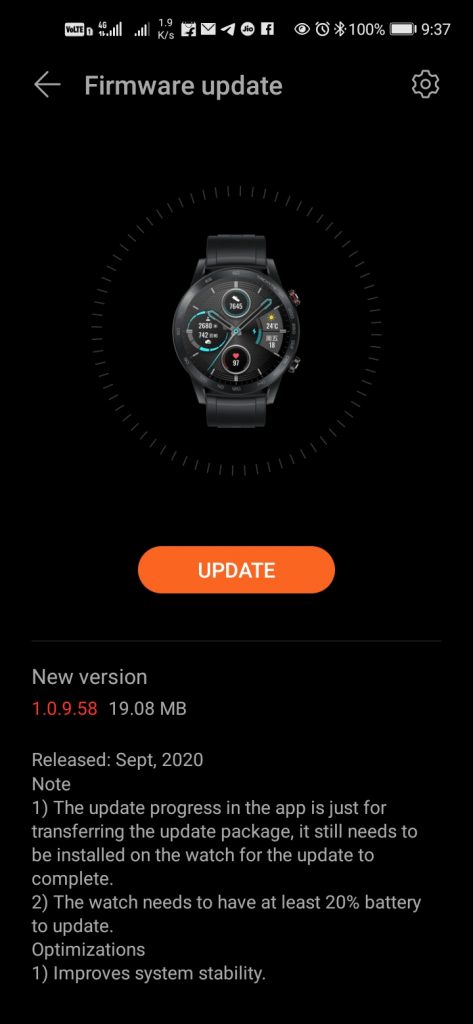 Honor MagicWatch 2 Version 1.0.9.58