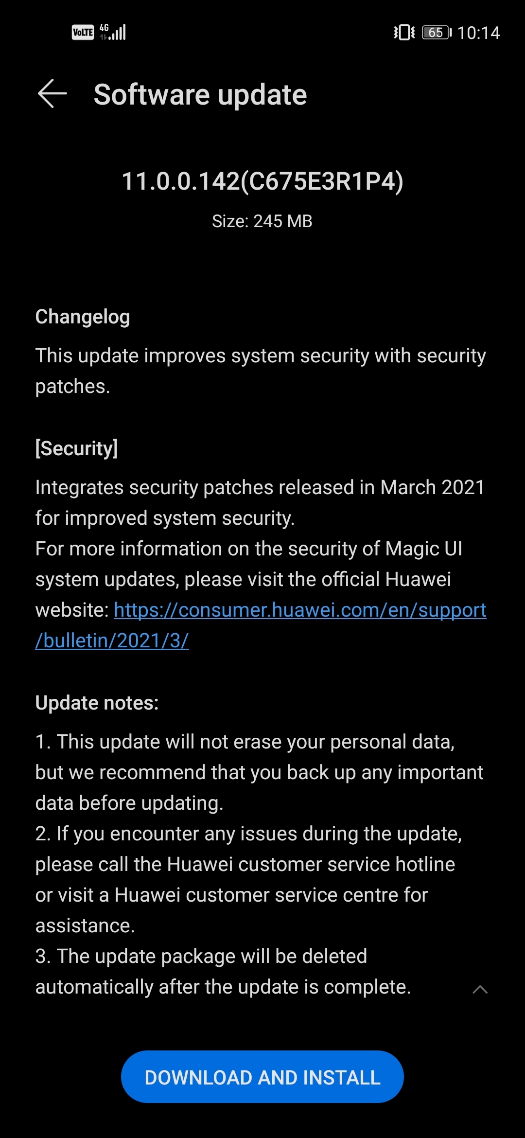 Honor 20 Magic UI 4 (EMUI 11) Version 11.0.0.142