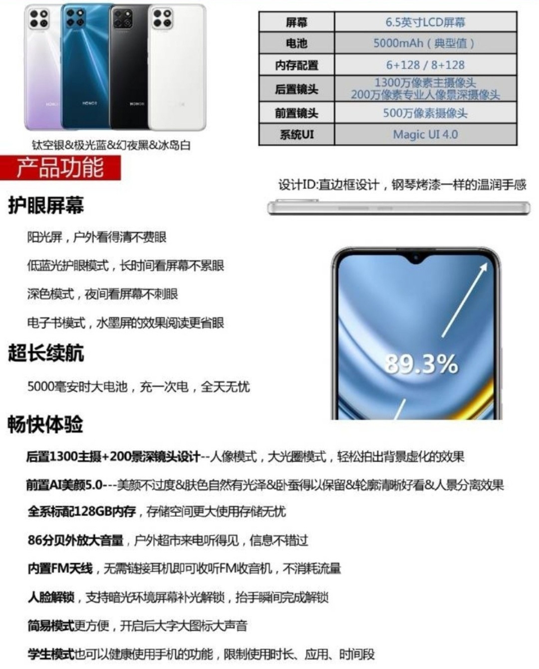 Honor Play 20 Specs