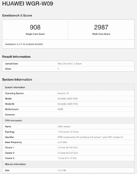 Huawei MatePad Pro 2 Geekbench