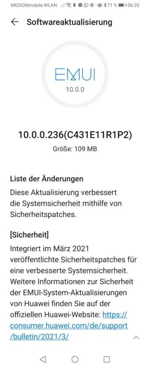 Huawei P Smart Z 2021 March 2021 patch update