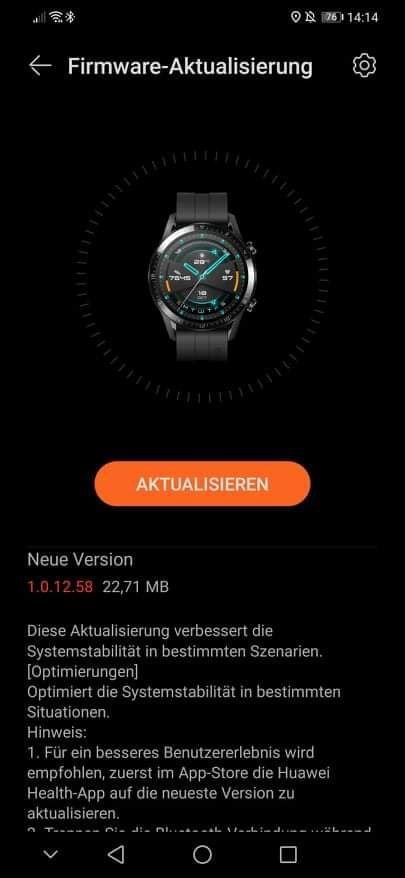 Huawei Watch GT 2 update 1.0.12.58