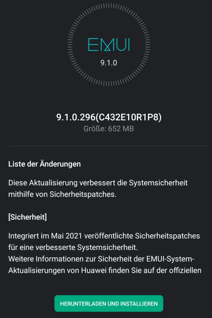 Mate 9 May 2021 patch update