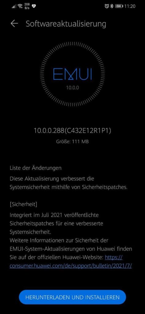 Huawei Mate 20 Lite EMUI 10.0.0.288