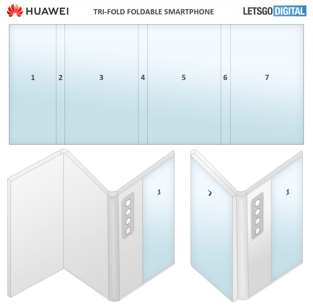 Huawei foldable smartphone with tri-fold display