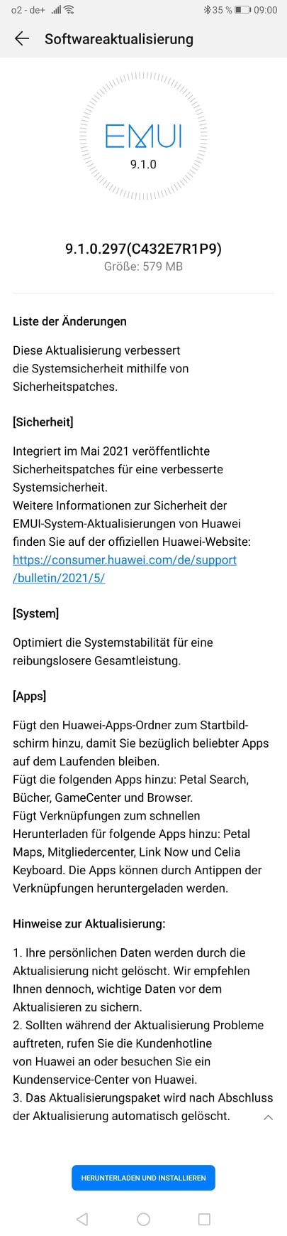 Huawei P10 Plus EMUI 9.1.0.287 Update Changelog