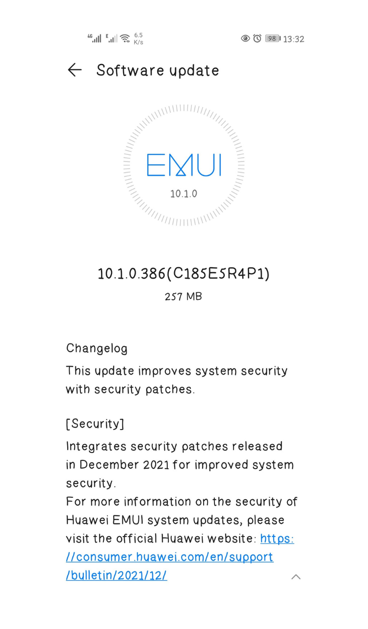 HUAWEI P40 LITE December 2021 SECURITY PATCH