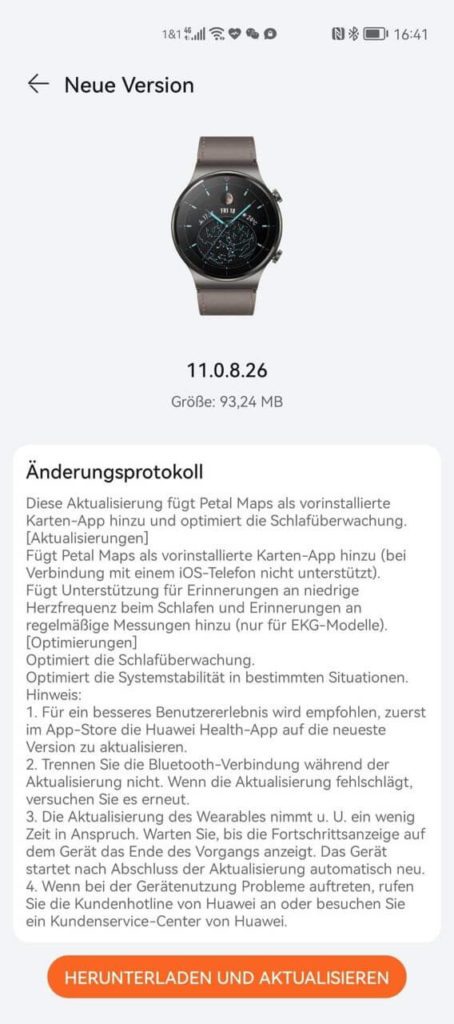 Huawei Watch GT 2 Pro 11.0.8.26 firmware update