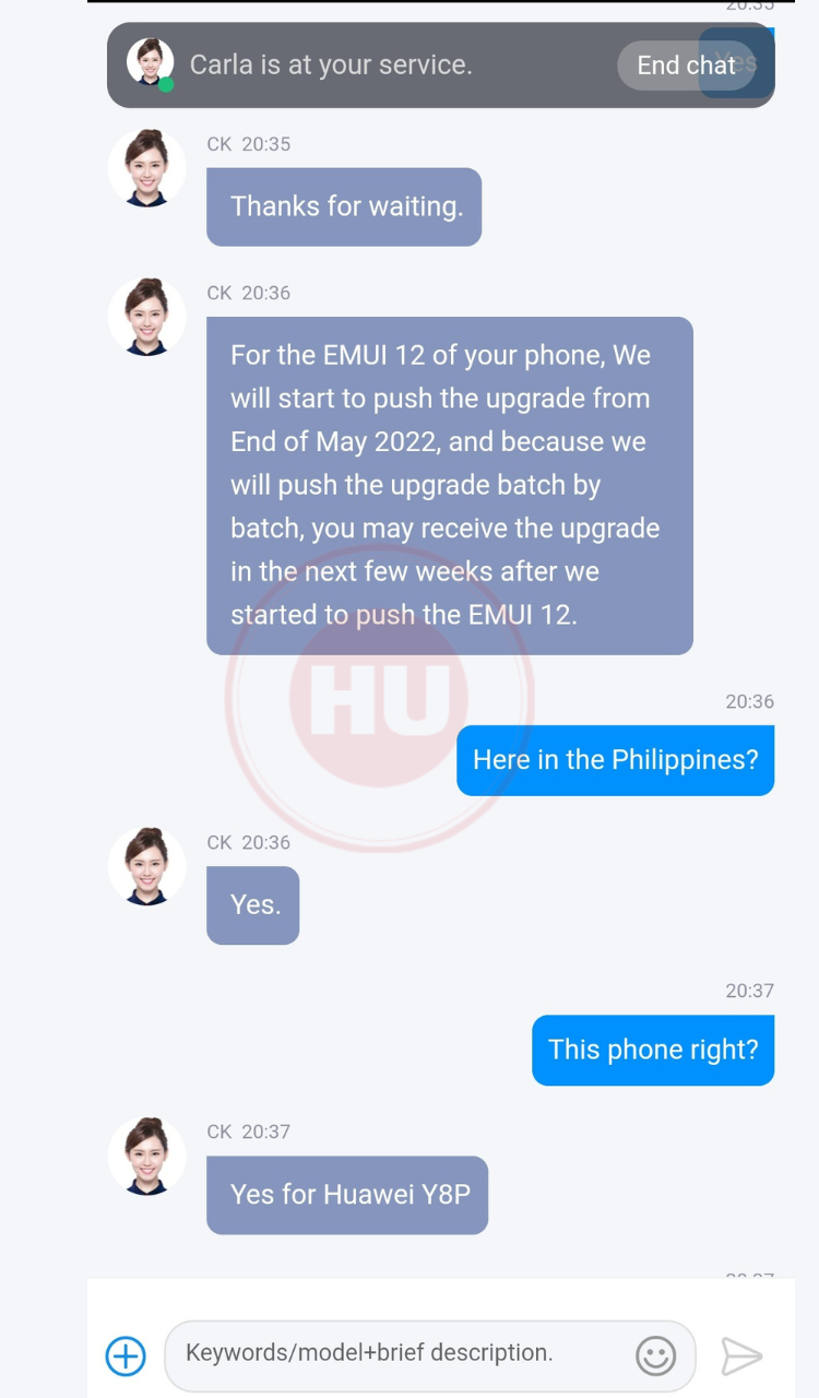 Huawei Y8p stable EMUI 12 update