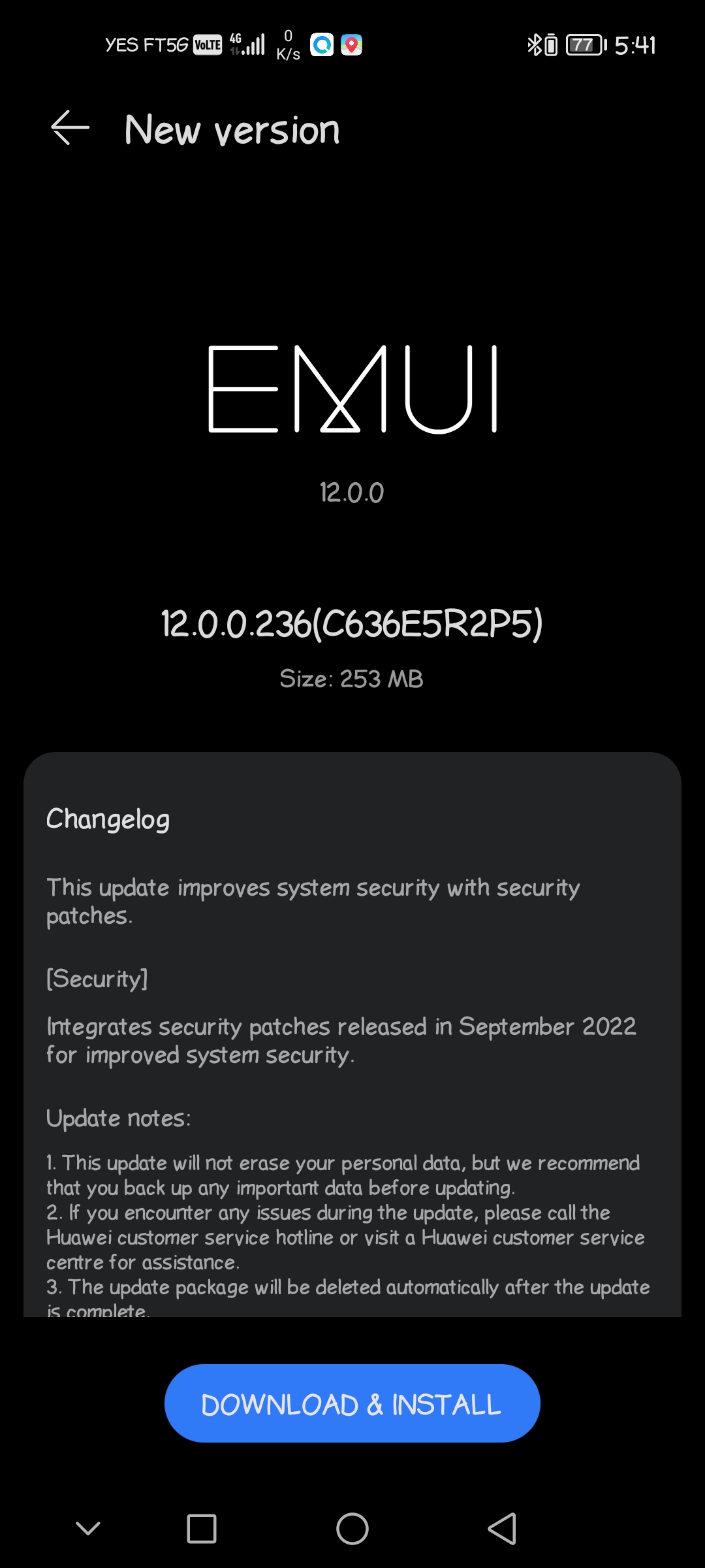 Huawei Nova 7 5G September 2022 security update