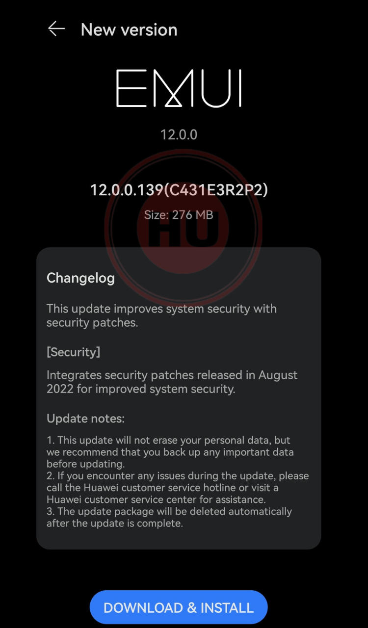 Huawei P30 Pro August 2022 patch Europe