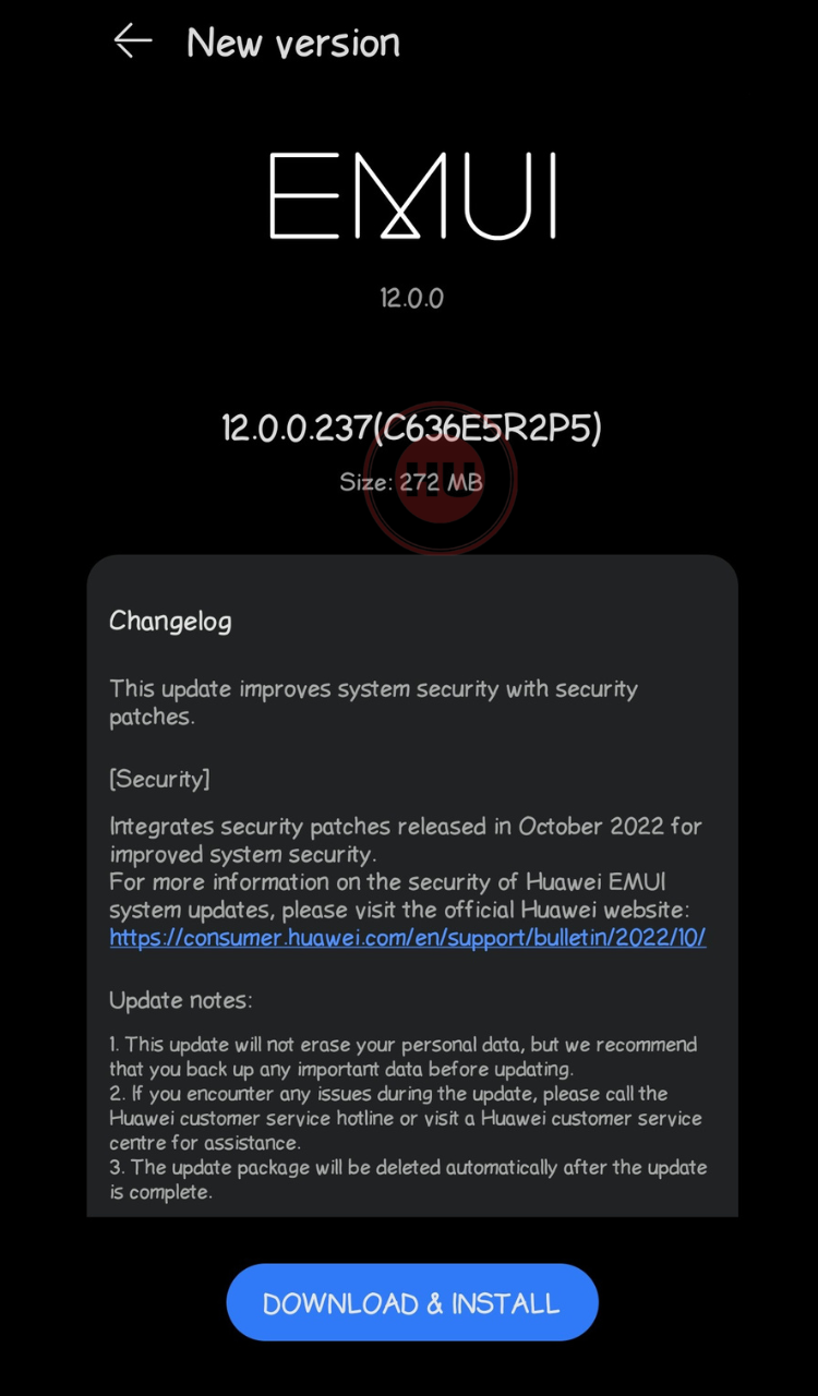Nova 7 5G October 2022 update