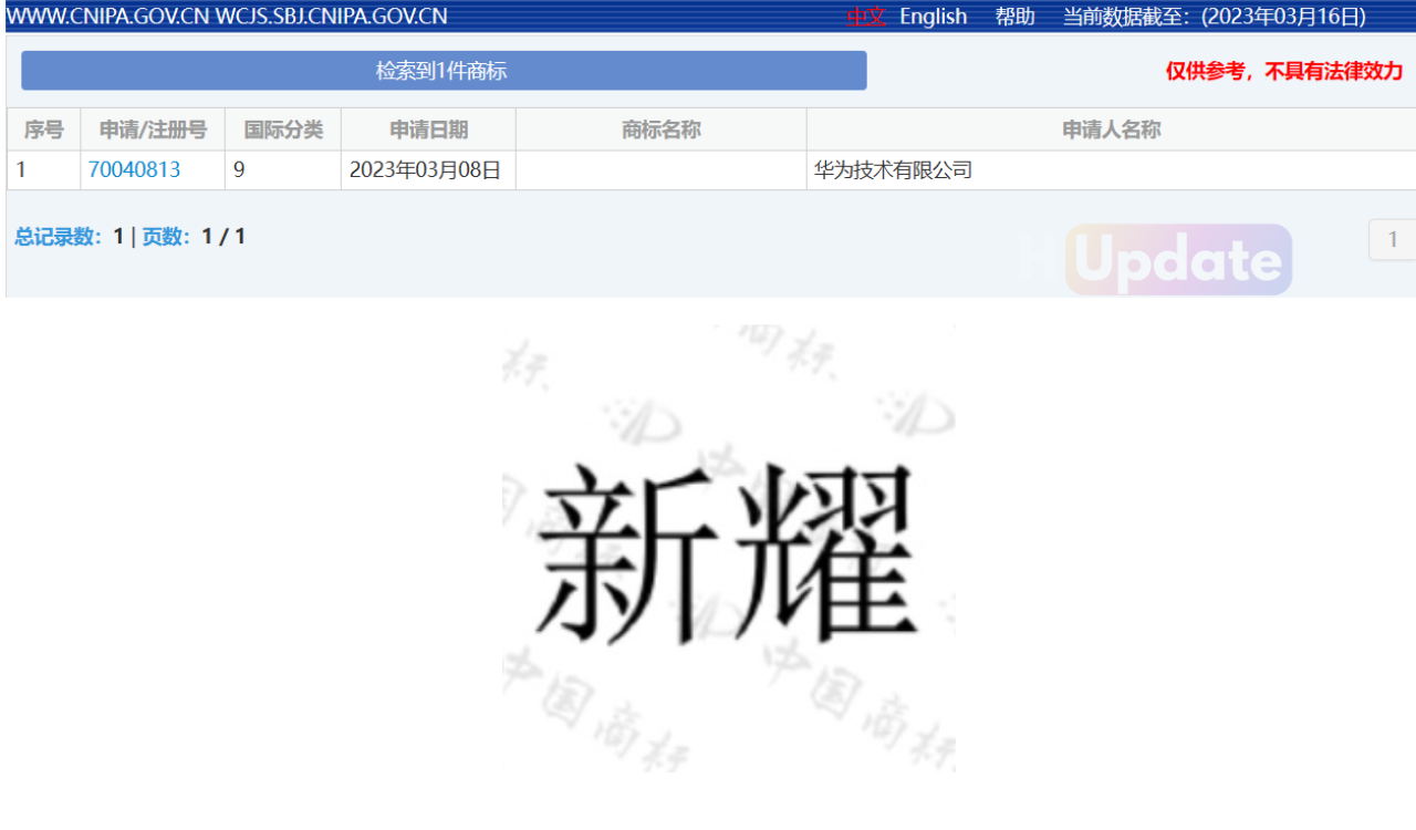 Huawei registered a new Xinyao trademark